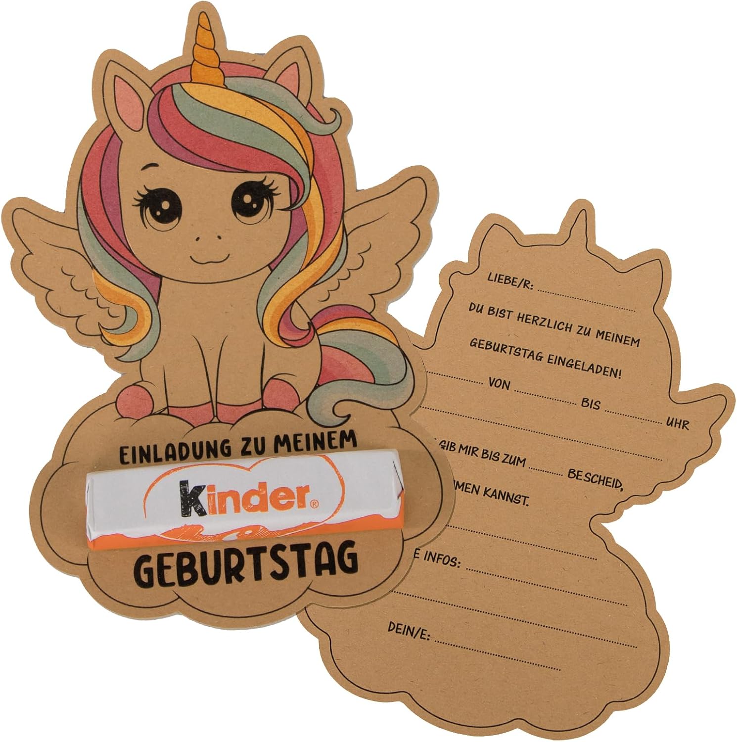 Pack of 15 Unicorn Invitation Cards Childrens Birthday Girls 16 x 11 cm DIY Invitation Unicorn Kraft Paper Birthday Invitations for Children Boys Girls Party