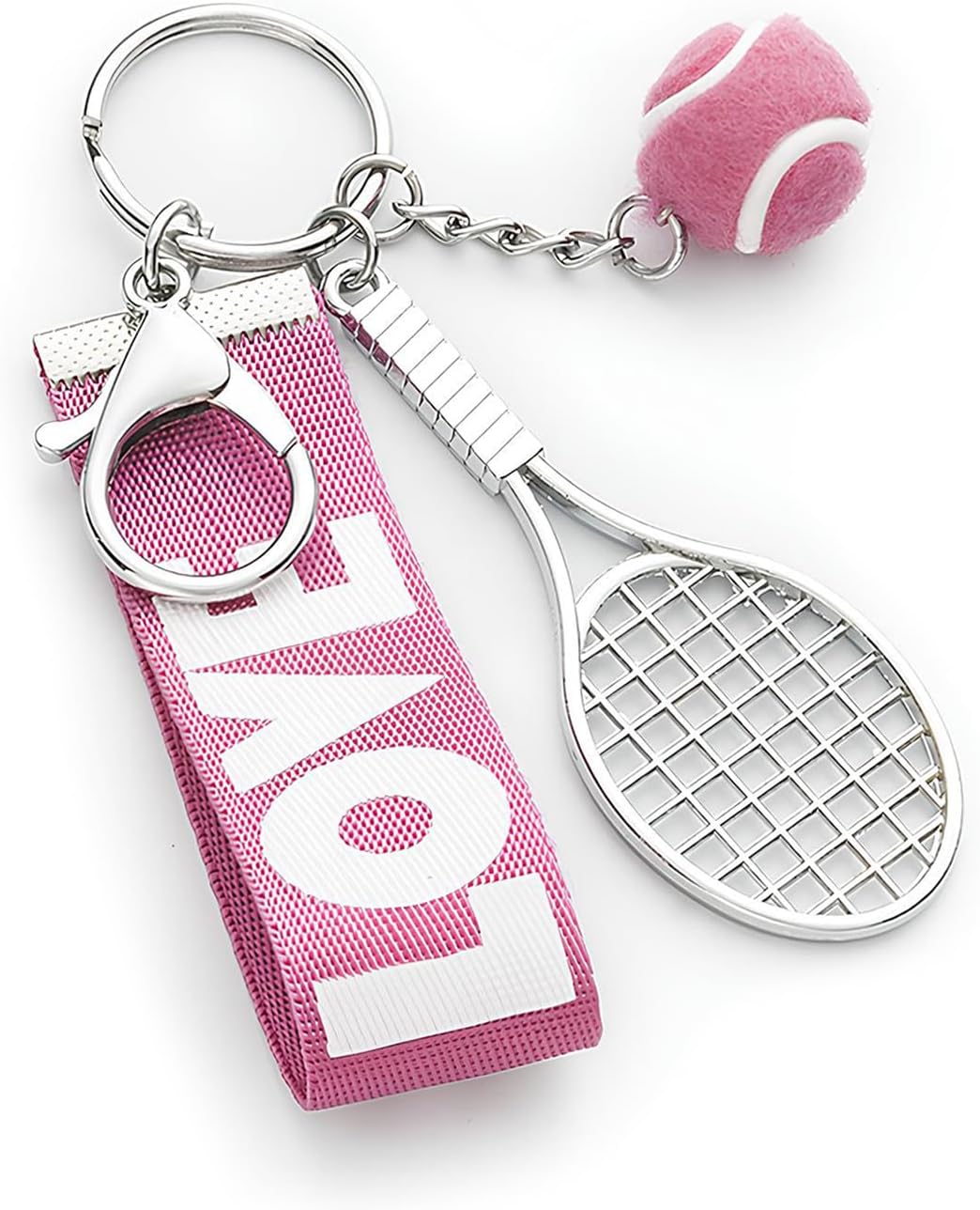 Tennis Keychain Tennis Racket Tennis Ball LOVE Tag Keychain for Tennis Bag Charm, Tennis Gift for Women