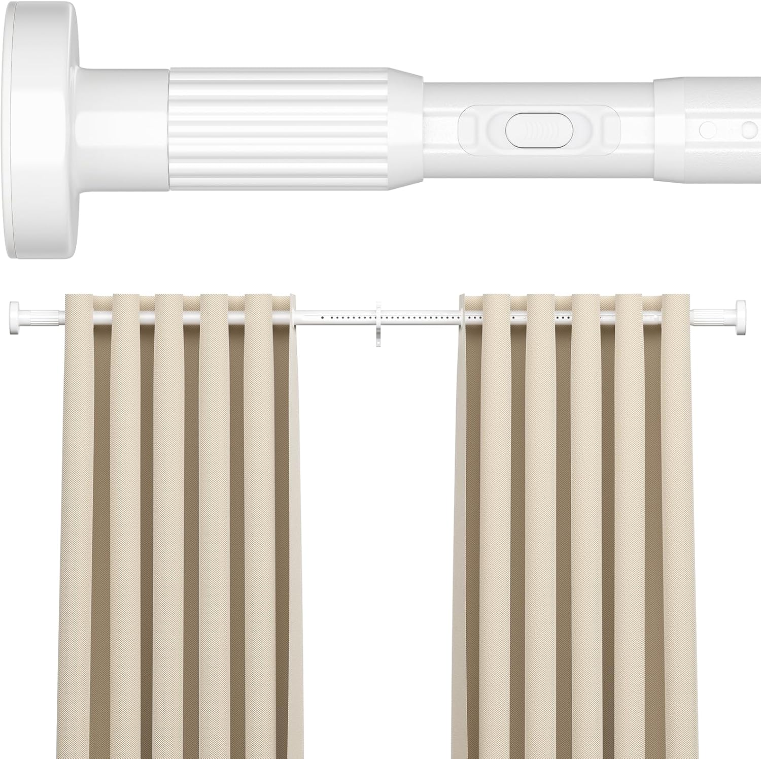 AIZESI 41-100 Inch Heavy Duty White Tension Curtain Rod - No Drilling, Adjustable, Rust-Proof for Outdoor, Living Room, Bathroom