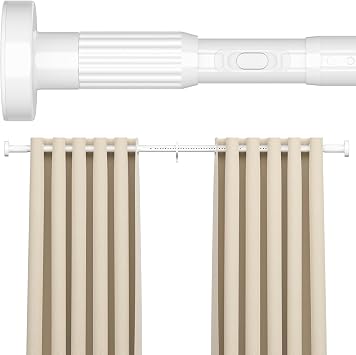 AIZESI 41-100 Inch Heavy Duty White Tension Curtain Rod - No Drilling, Adjustable, Rust-Proof for Outdoor, Living Room, Bathroom