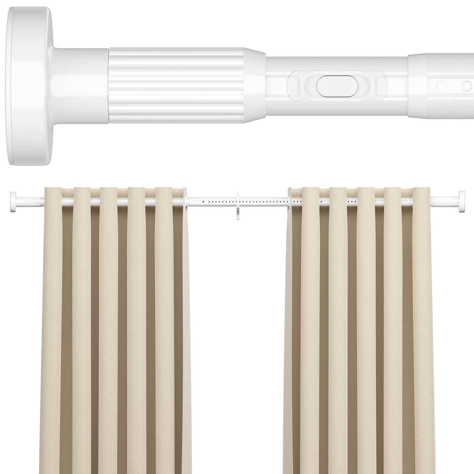 AIZESI 41-67 Inch Heavy Duty White Tension Curtain Rod - No Drilling, Adjustable, Rust-Resistant for Outdoor, Living Room, Window, Bathroom