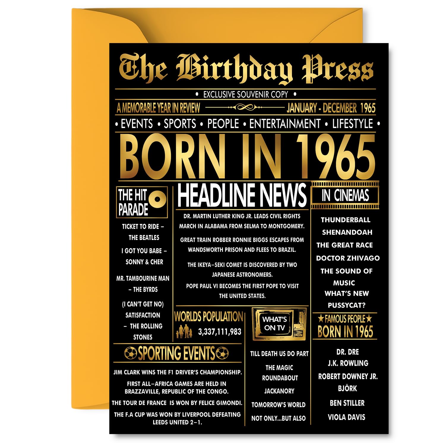 Gold 61st Birthday Card for Women and Men, 5x7 Inch Bday Greeting Cards