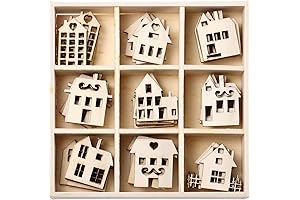 SUPVOX 45pcs Mini Wooden Houses for DIY Craft Project Home Ornaments
