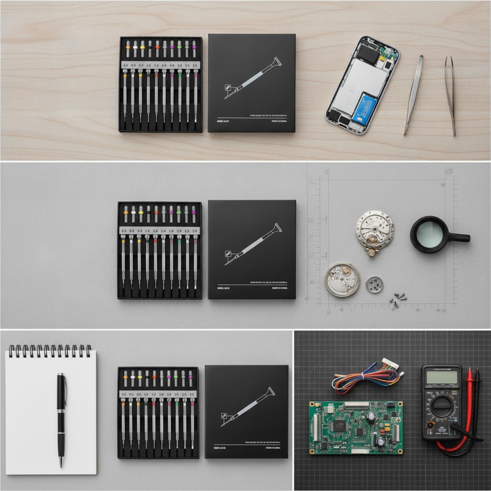 Colcolo Juego de Destornillador de Precisión Destornillador Relojero Gafas Electrónica Mini Tornillos Trabajo Eje Metálico Mango con Caja Ordenada Adecuado