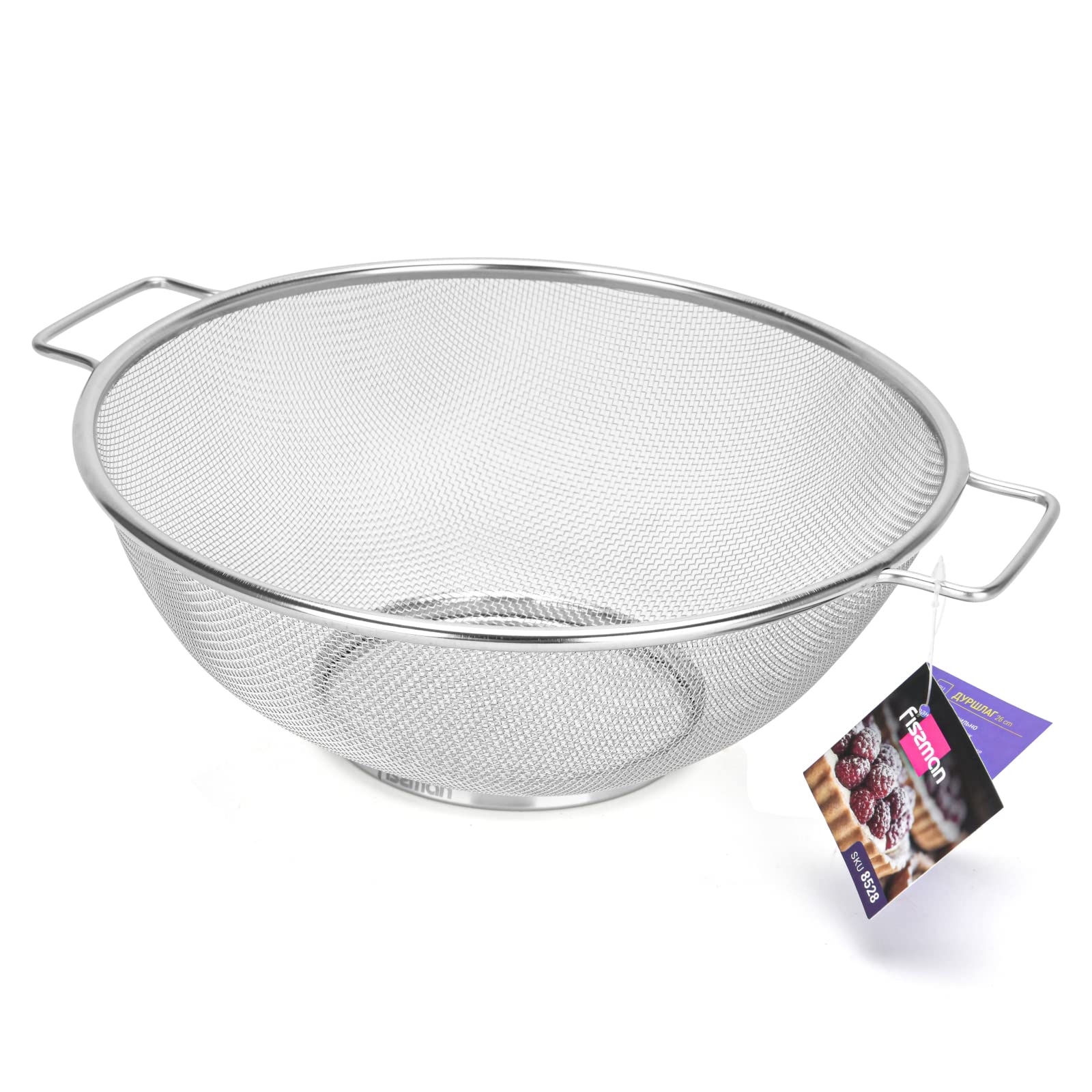 Fissman Strainer Round Strainer with Handle 26cm, Fine Mesh Seive Stainless Steel, Sieve Sifters For Food, Tea, Rice, Oil, Noodles, Fruits, Vegetables - Easy to Clean, Rust Proof