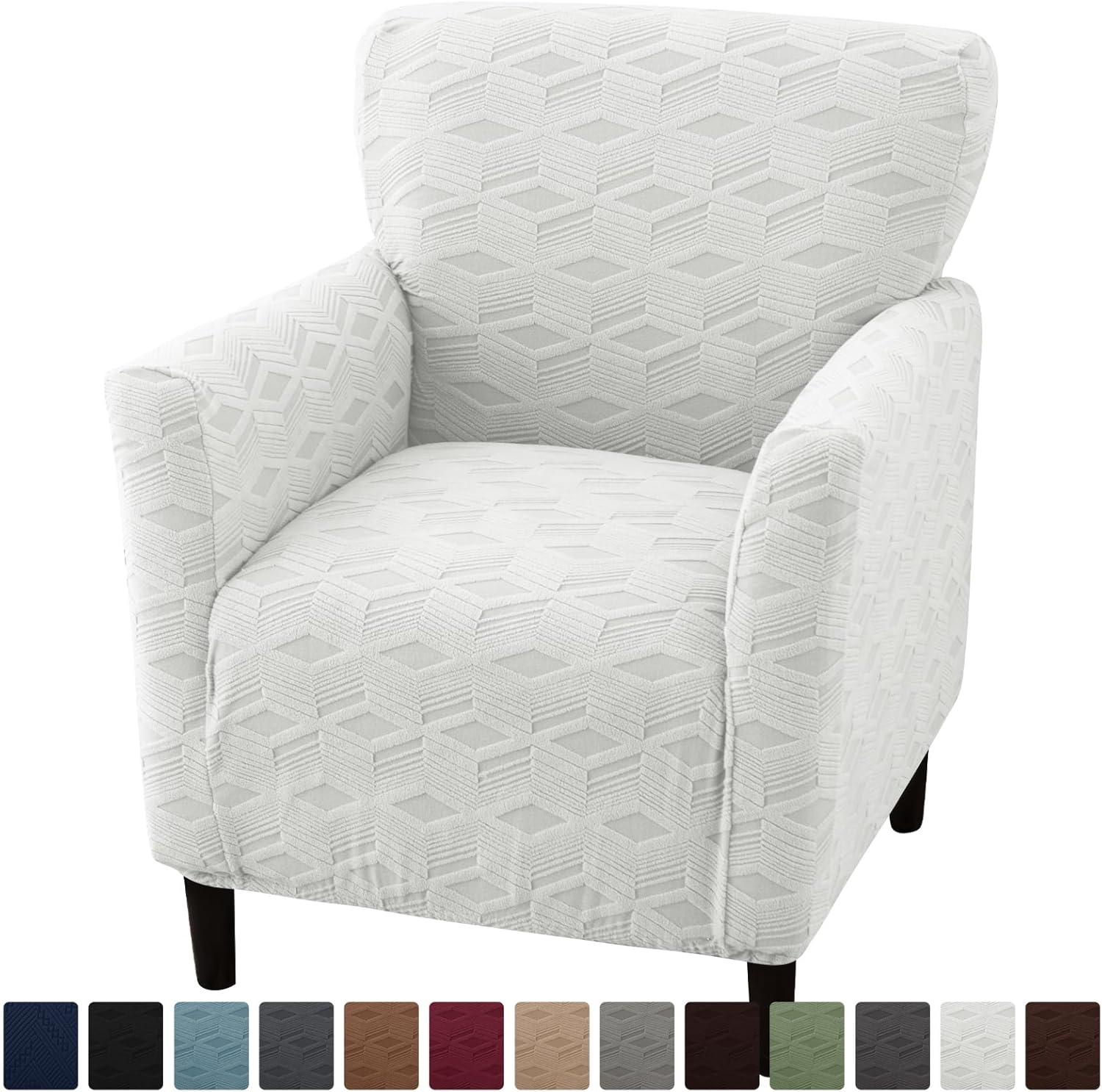 Stretch Modern Banquet Armchair Slipcover 1-Piece Accent Chair Covers with Arms Soft Chair Slipcovers for Living Room Armchair Furniture Protector Office Reception Reading Sofa (Off-White)