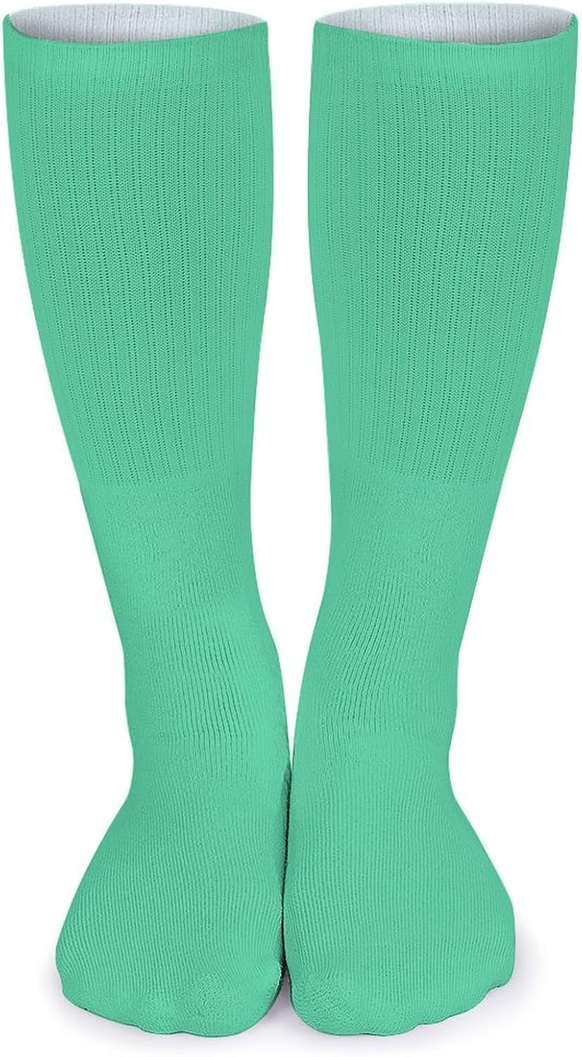 Emerald Green Crew Socks High Stocking Thermal Socks | Tube Socks-Breathable-Moisture-Soft-wicking for Hospital Pilates Yoga for women men Grippy for office and daily walking