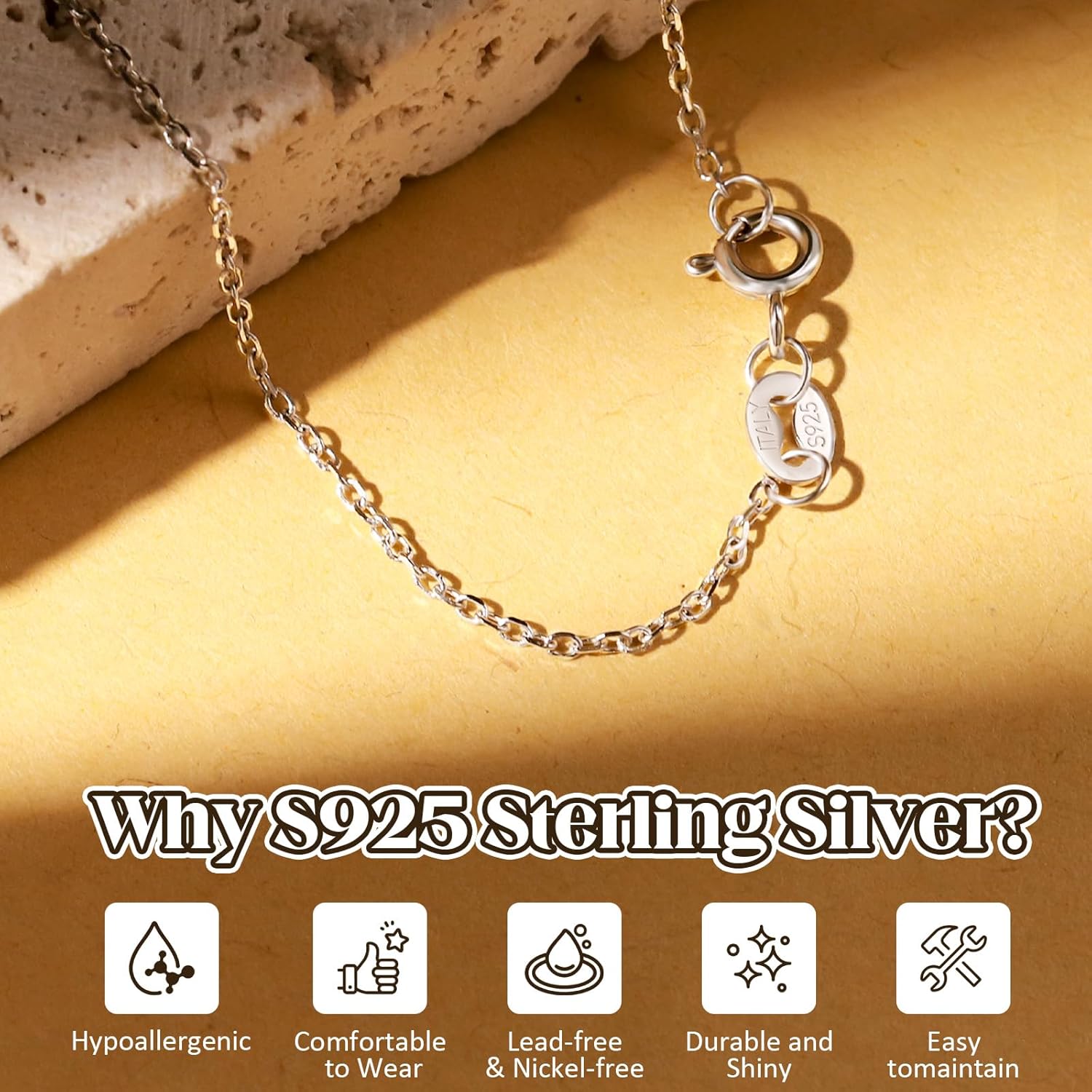 925 Sterling Sliver Chain Necklace for Women - Dainty 1.1mm Cable Chain, Sturdy Hypoallergenic Necklaces, 14/16/18/20/22/24 Inches Jewelry Gifts for Men Women - Image 6