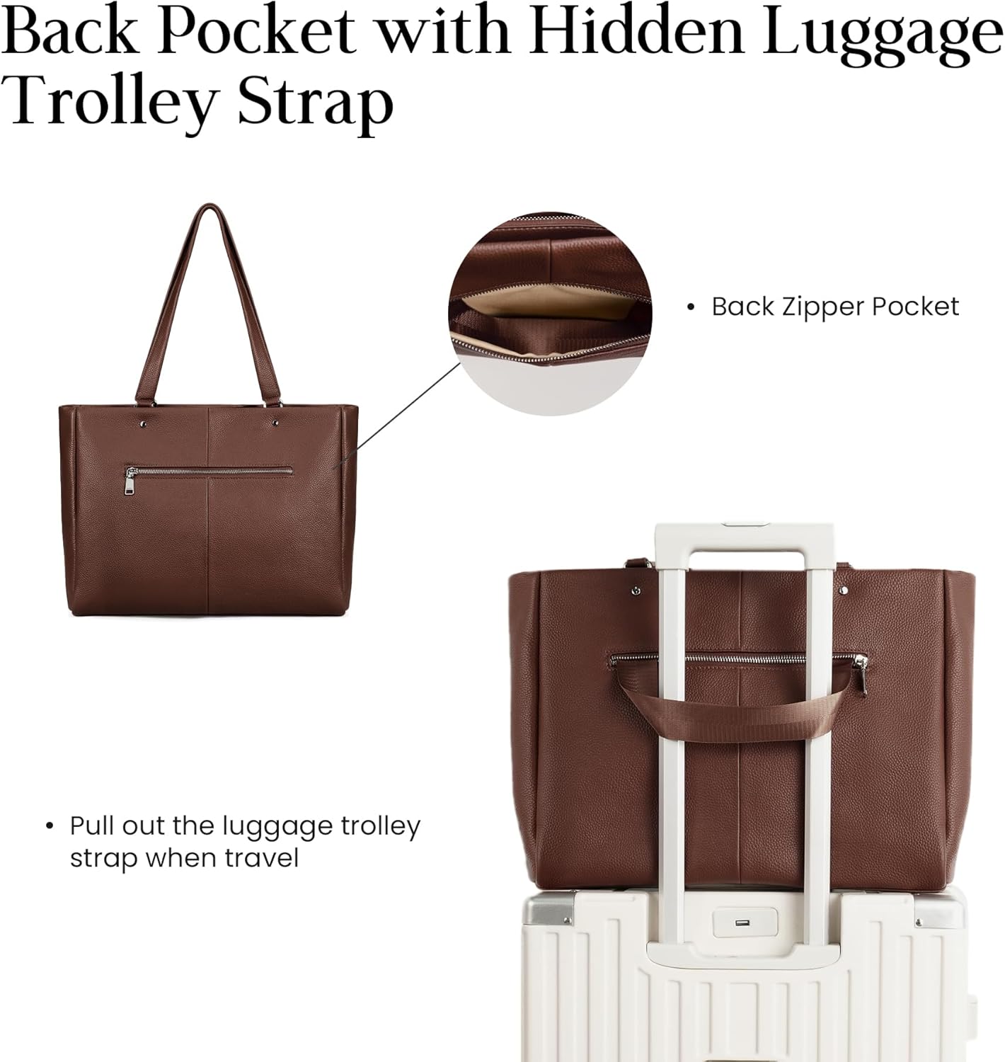 befen Genuine Leather Work Laptop Tote Bag for Women Ladies Totes Shoulder Purses Satchel Handbag with 15" Compartment