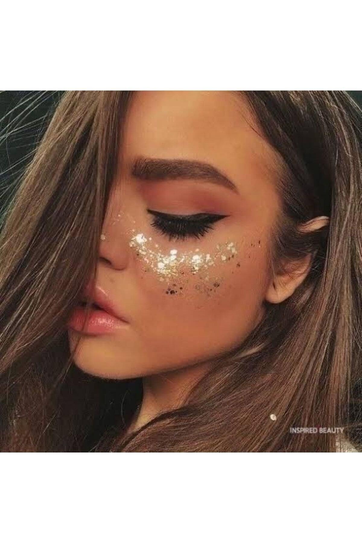 Hb Tasarım Jel Form Makyaj Simleri Glitter Işıltılı Yüz Makyajı Beyaz, serashinegozfarı167