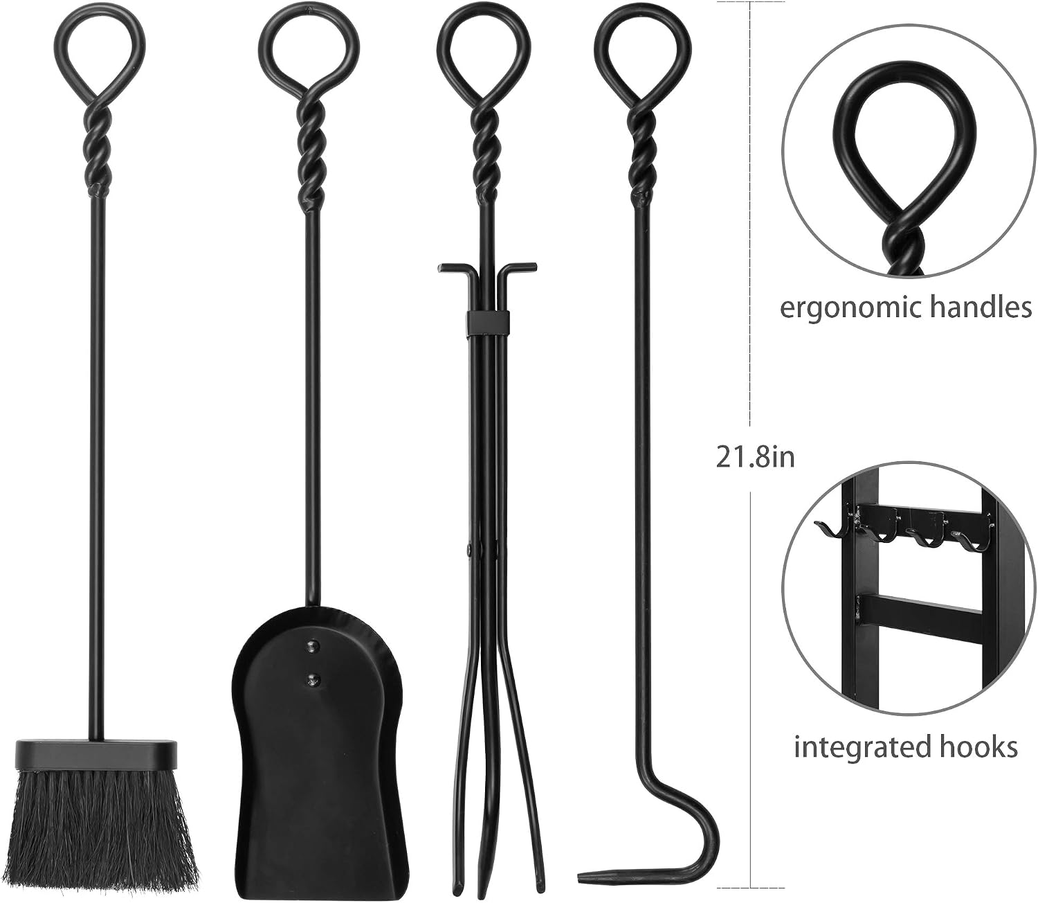 Amagabeli 30.7in Firewood Rack with 4 Fireplace Tools Set Indoor Outdoor Firewood Holders Wood Holder Rack Lumber Storage Stacking Heavy Duty