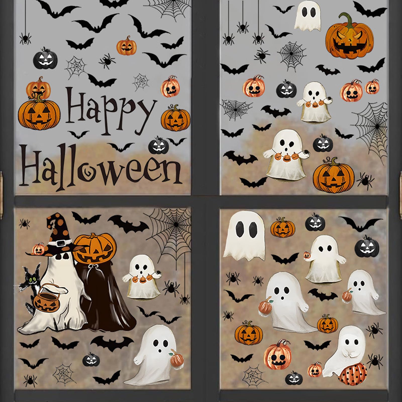 Bolosa Halloween Window Stickers, 137 PCS Window Decor, Ghost & Pumpkin