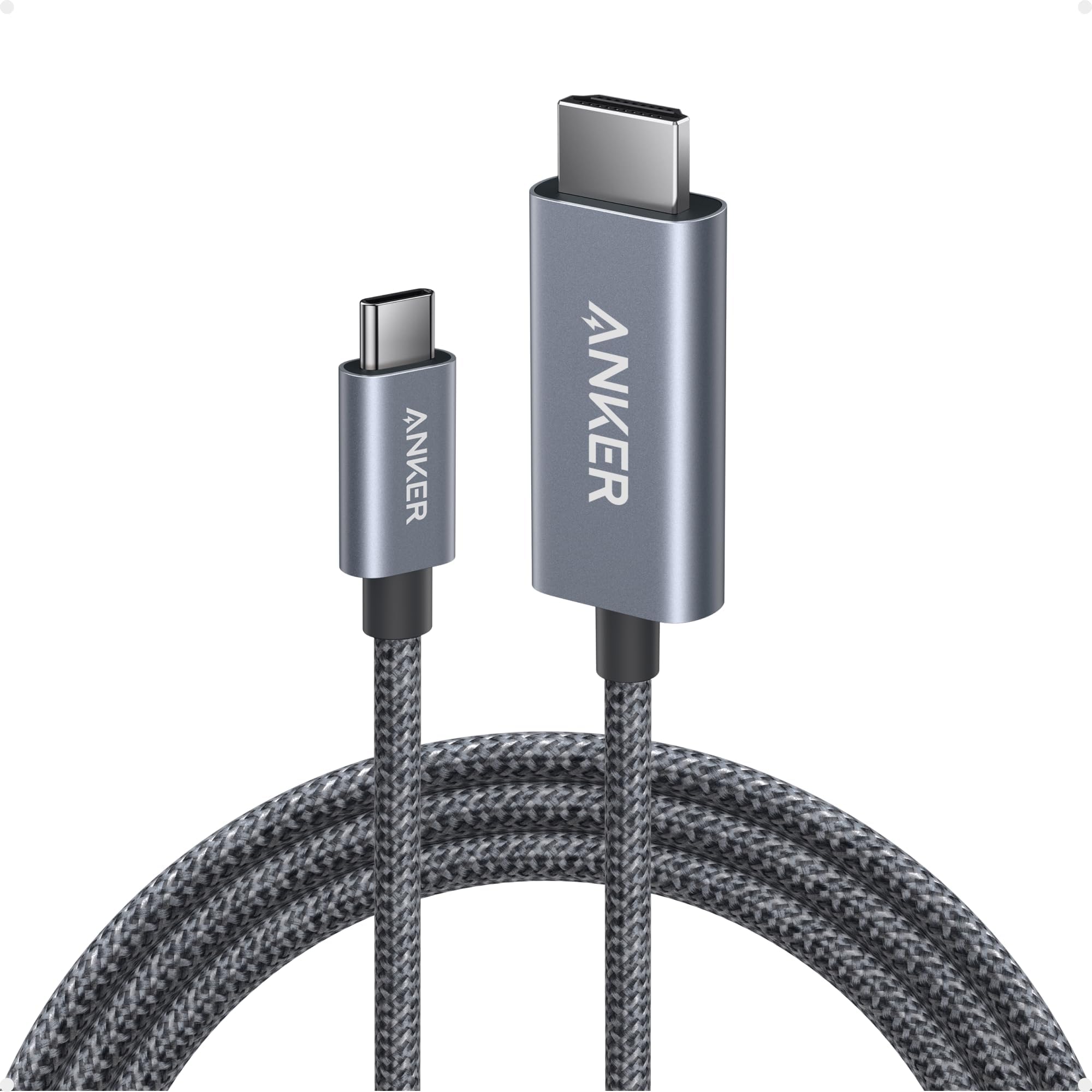 Anker HDMI Cable 4K@60Hz Super Speed Nylon Braided USB C to HDMI Cord with Advanced Shielding for Thunderbolt 5/4/3, MacBook, iPad, iPhone, HD TV and More (6 Feet, Black)