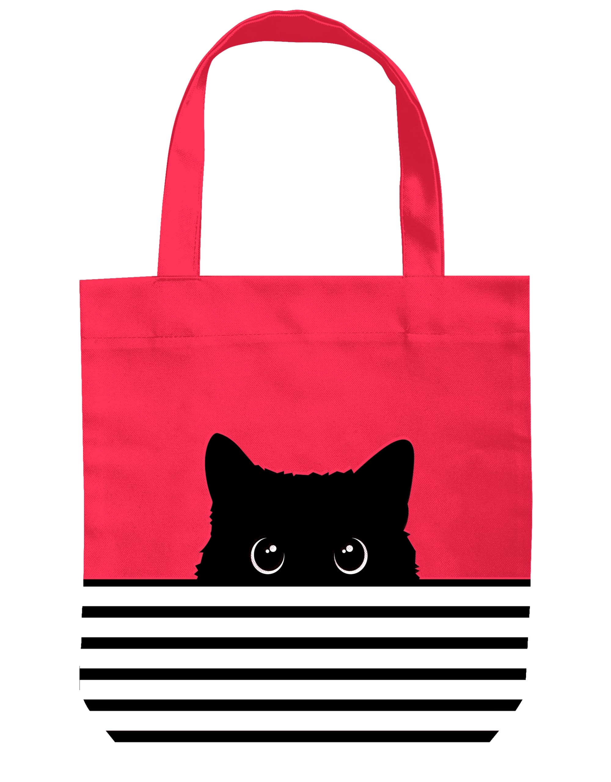 CurryFerry Red Black Cat Tote Bag - Black Cat Gifts for Kitty Lovers, Women, Mom - Kitty Themed Gifts - Hello Reusable Canvas Tote Bag - Birthday Bags (Red Cat)