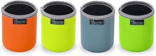 Vista 6 de Beautyflier Paquete de 4 fundas aislantes de neopreno antideslizantes en relieve, fundas gruesas y plegables para latas de bebidas, para fiestas
