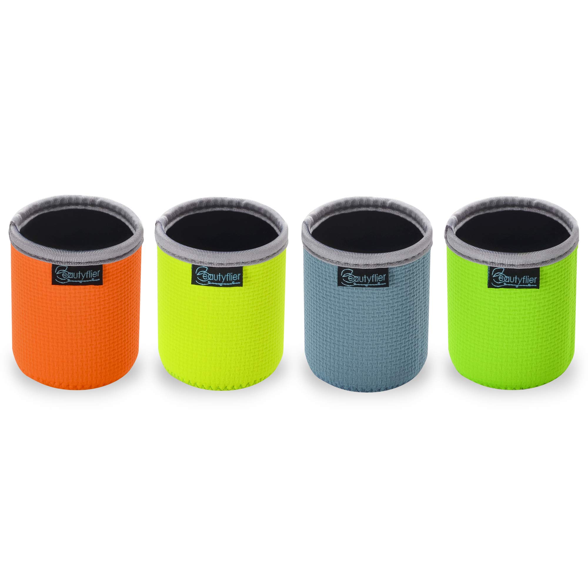 Beautyflier - Pack de 4 aislantes de neopreno antideslizantes para botellas, gruesos, plegables, para barbacoa, camping, fiesta