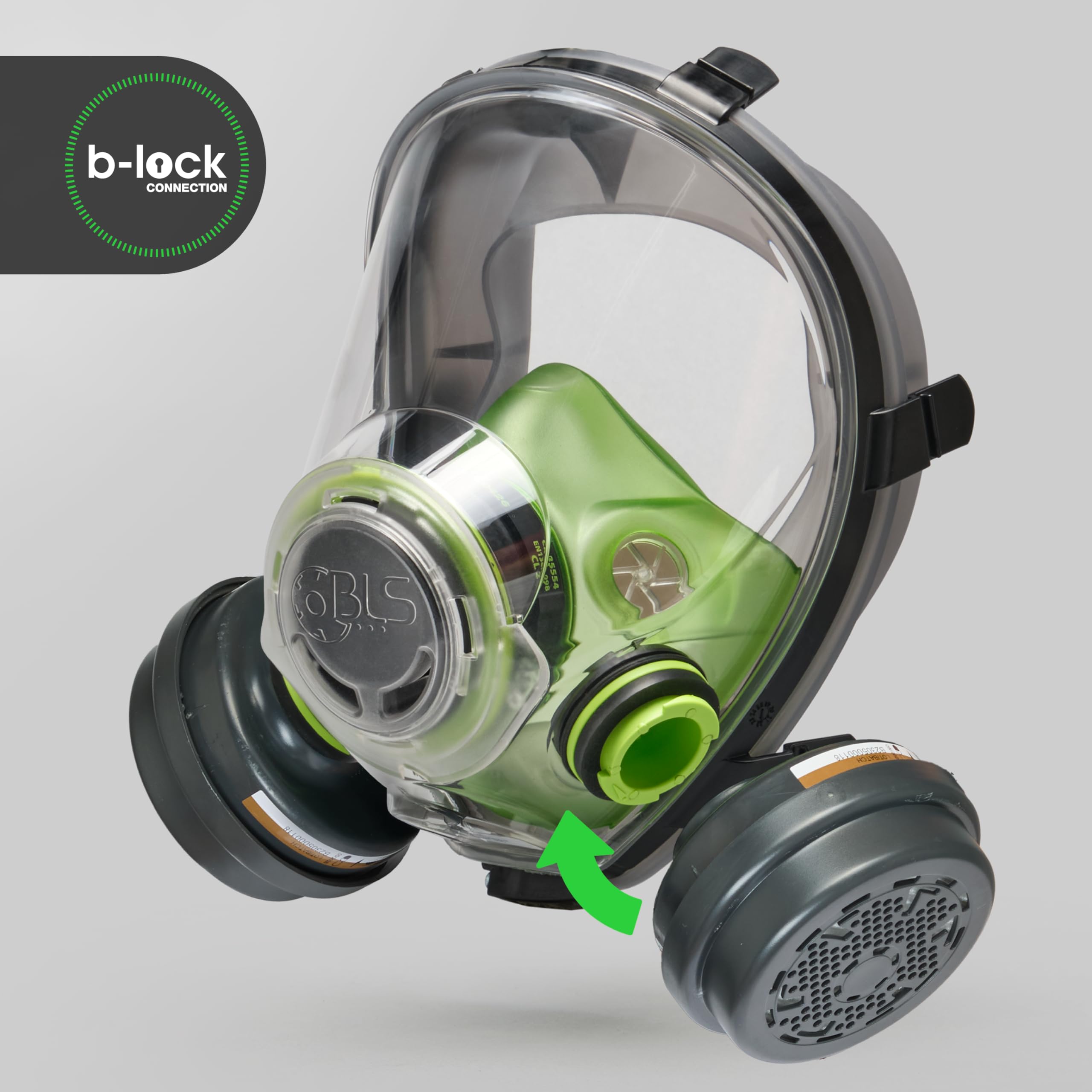 BLS 5600 con filtri 221 A2P3 R D Maschera Intera con Guarnizione in TPE e 2 Filtri Sostituibili 221 A2P3 con Attacco a Baionetta b-lock. Per Gas/Vapori, Polveri, Verniciatura, Stuccatura e Solventi
