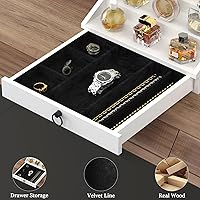 Vista 3 de Wooden Cologne Organizer for Men Enhanced 4 Tier Cologne Stand Shelf Perfume Organizer with Velvet Lined Drawer & Hidden Storage Perfume Display