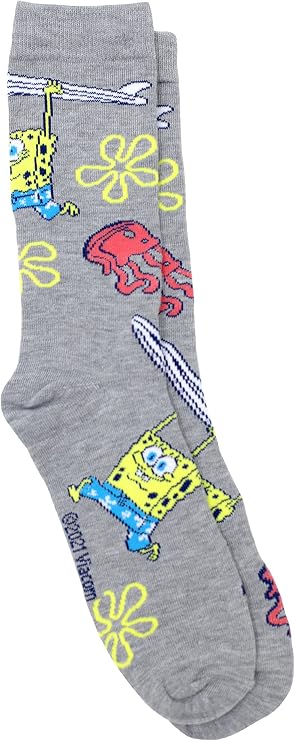Nickelodeon SpongeBob SquarePants Novelty Character Crew Socks for Men