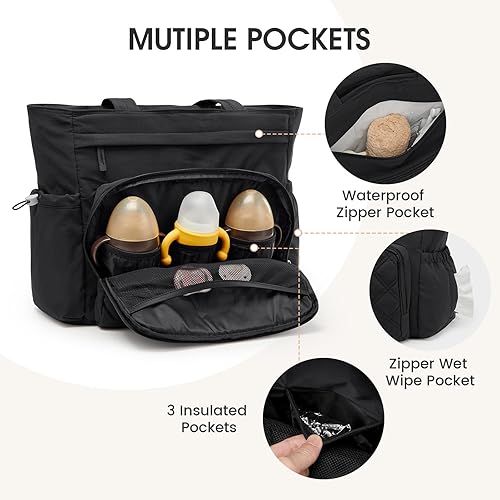 Miniatura 4 de G4Free Bolsa de pañales 3 en 1 con bolsillos aislados, mochila de bebé para mujeres, hombres, niños pequeños con hebilla para cochecito de viaje