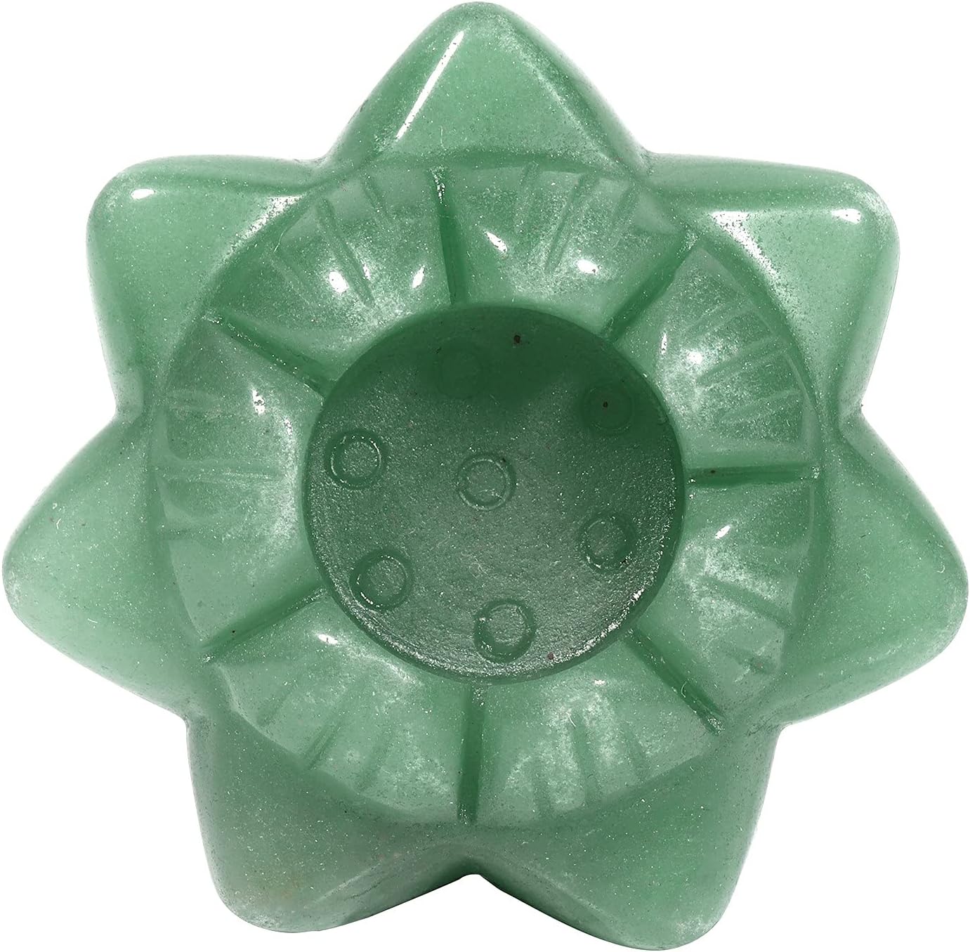 Hand Carved Healing Crystal Stone Lotus Votive Tea Light Candle Holder for Table, Flower Table Decorations for Wedding & Home, Green Aventurine