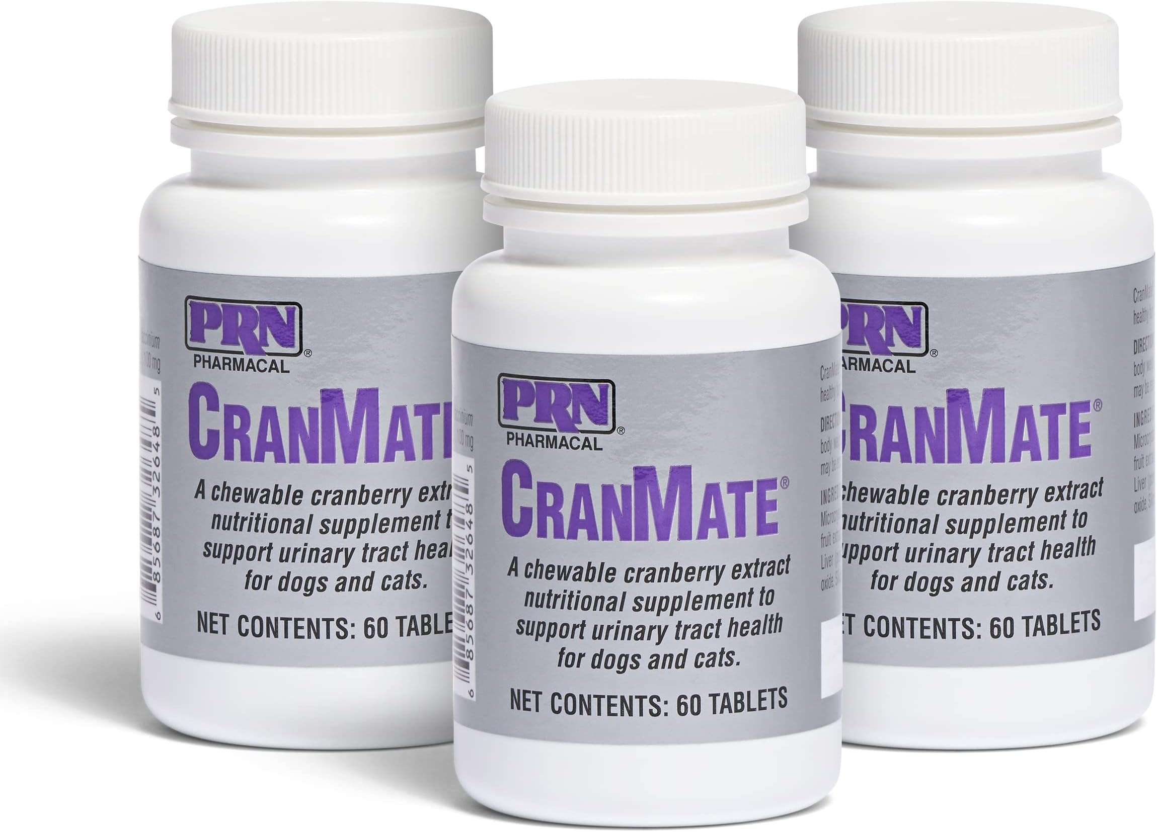 PRN Pharmacal CranMate Cranberry Supplement - Chewable Cranberry Extract Nutritional Supplements for Dogs & Cats - 60 Chew Tabs (3 Pack)