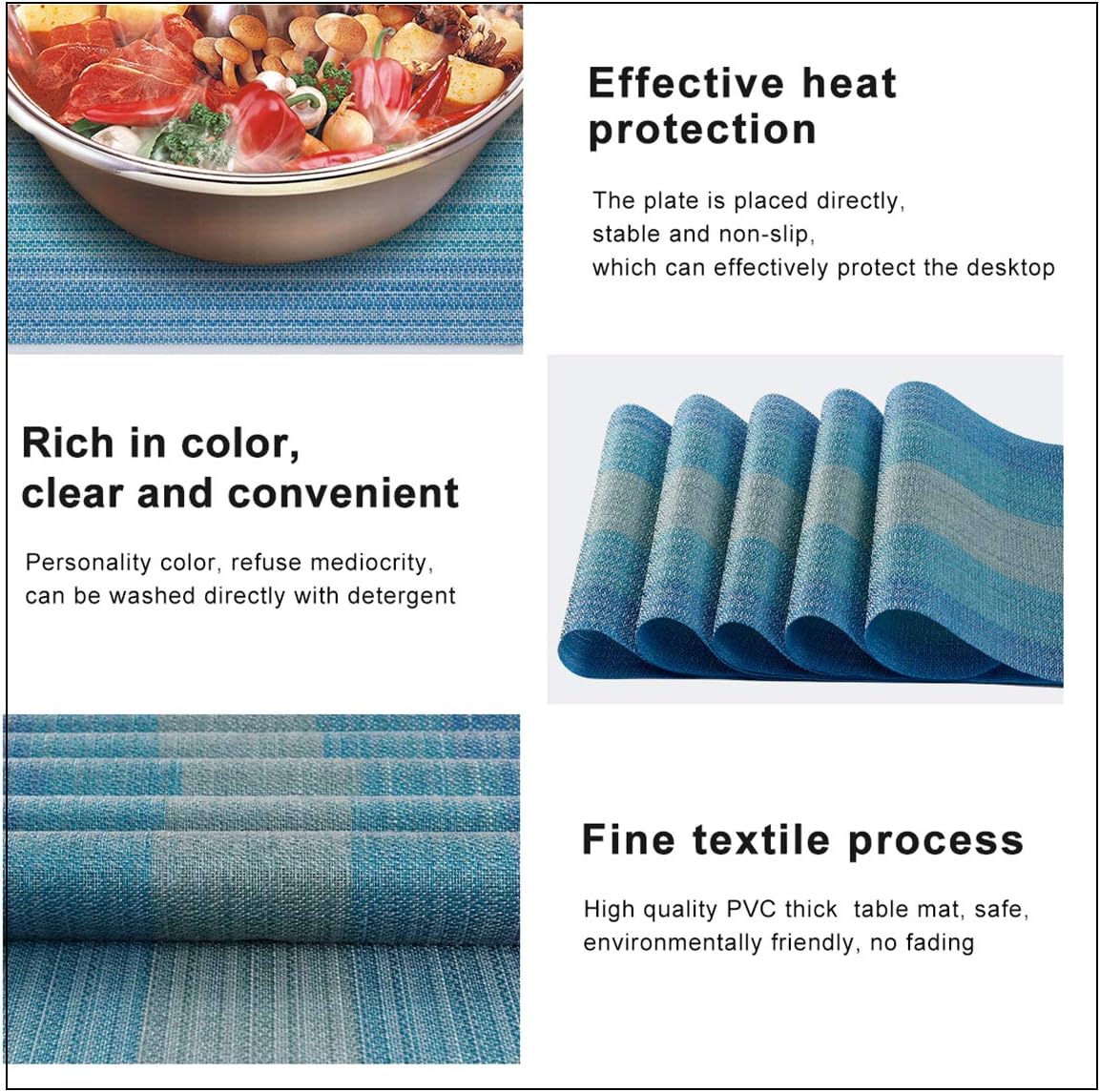 Black Friday - 40% OFF Placemats for Dining Table Set of 6,Christmas Thanksgiving Birthday Party Using,Washable Woven Vinyl Non-Slip Heat Resistant Kitchen Table Mats Easy to Clean