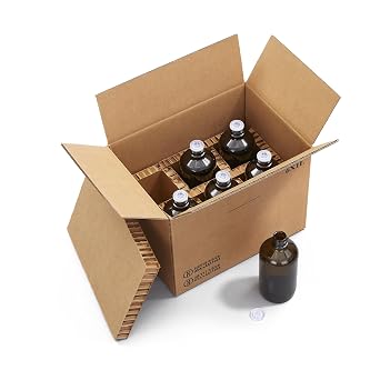 Labelmaster Hazmat UN Packaging Shipping Kit, Includes 6 Ardagh 1 Liter Amber Glass Bottles, Step-By-Step Instructions, Double Wall Corrugated Shipper