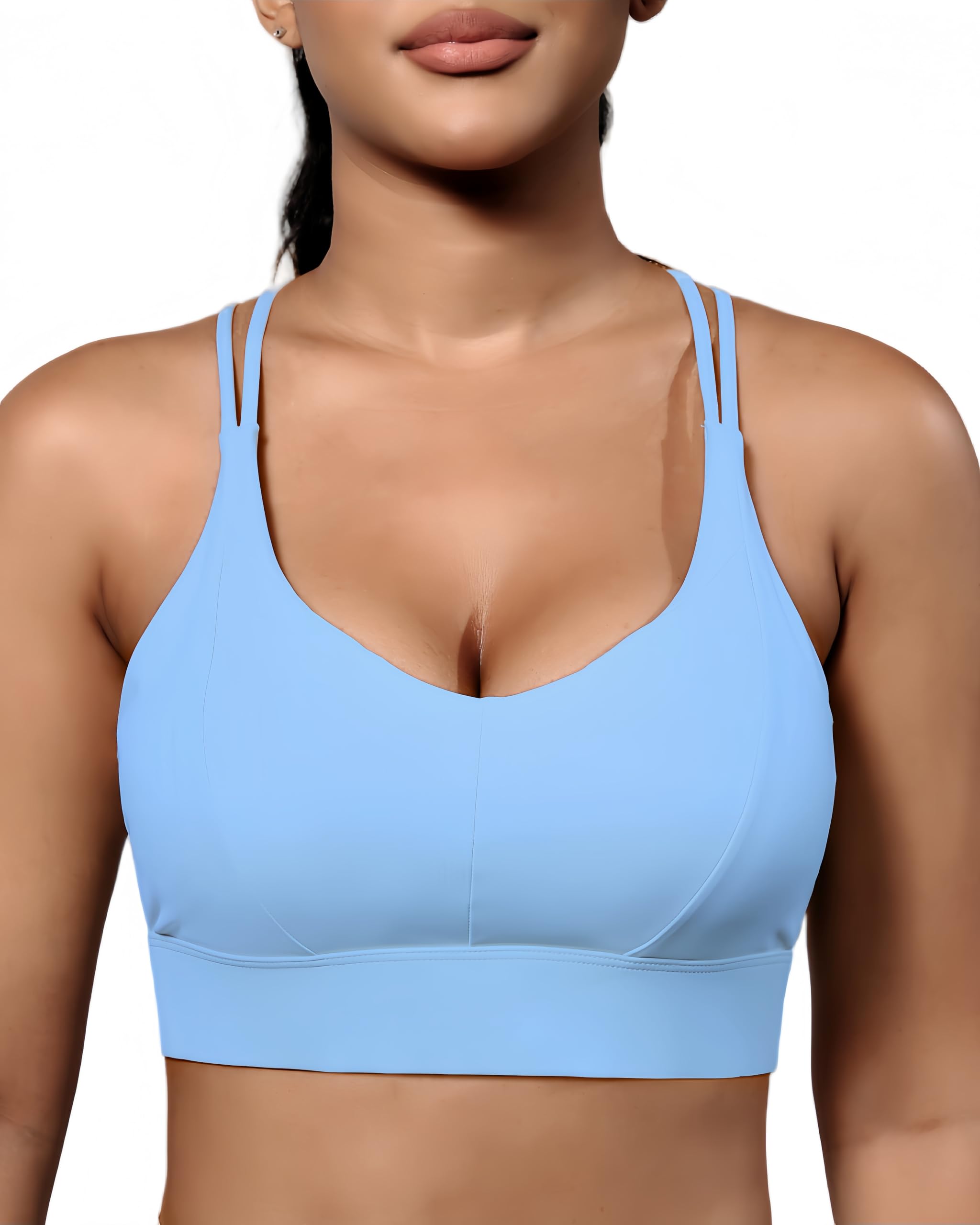 Grace Form Sports Bra for Women Strappy Medium Support Push Up Padded Sports Bra for Running Workout Bra Yoga Bra