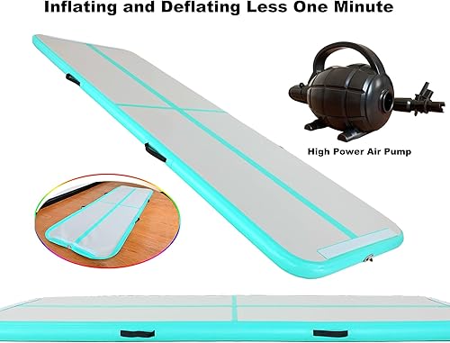 Miniatura 5 de Marfula Colchoneta inflable de gimnasia de 4 pulgadas de grosor con bolsa de transporte bomba eléctrica para uso doméstico entrenamiento animadoras