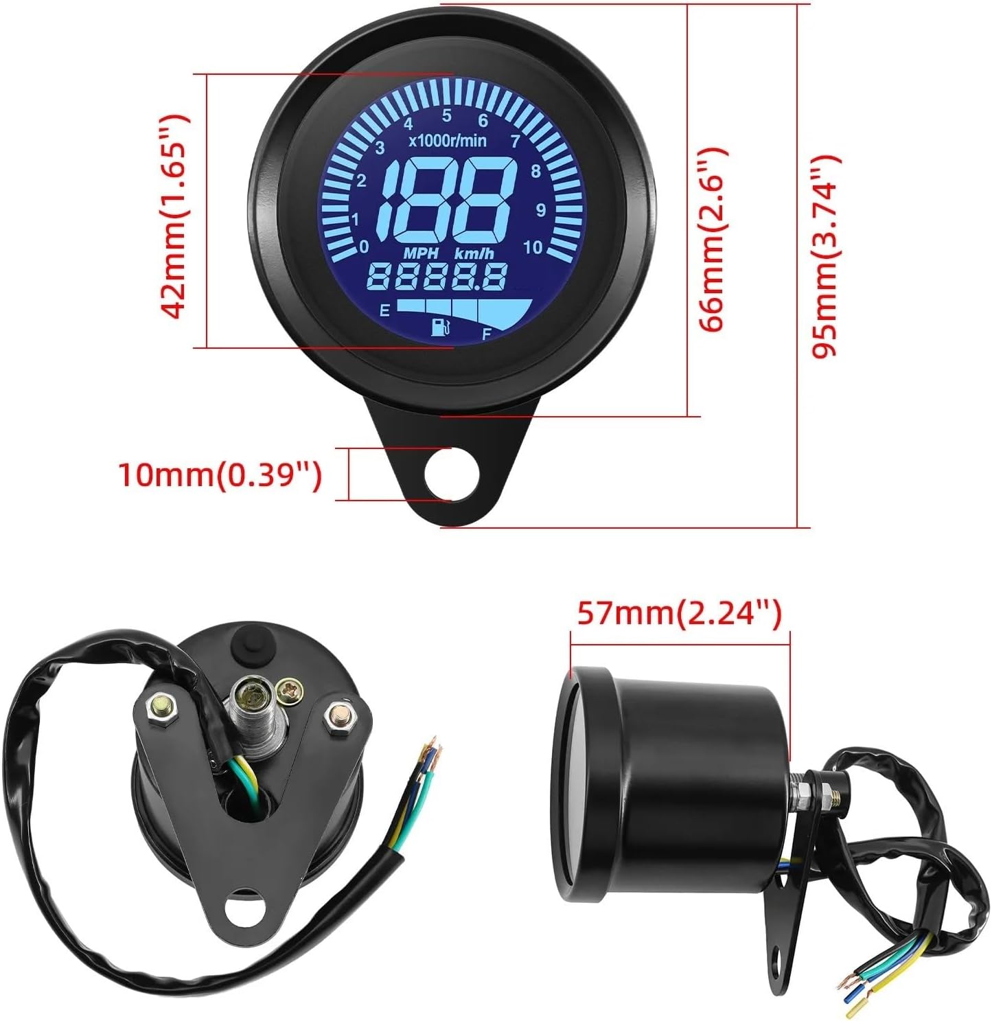 Motorcycle Odometer Gauge Backlight Universal 12V Digital Motorcycle Tachometer Tachometer Odometer Speed KMH MPH Oil Level Gauge Tacho RPM Meter