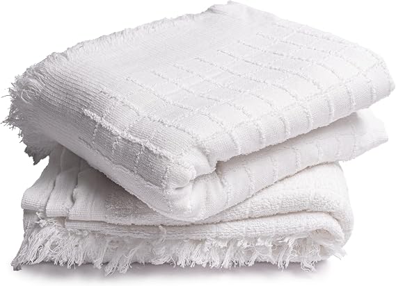Premium Men's Ihram Set for Hajj & Umrah - 2-Piece White Non Stitched 100% Cotton Towels | Ehram Ahram | Lightweight, Breathable & Comfortable | Reusable | Shariah Compliant