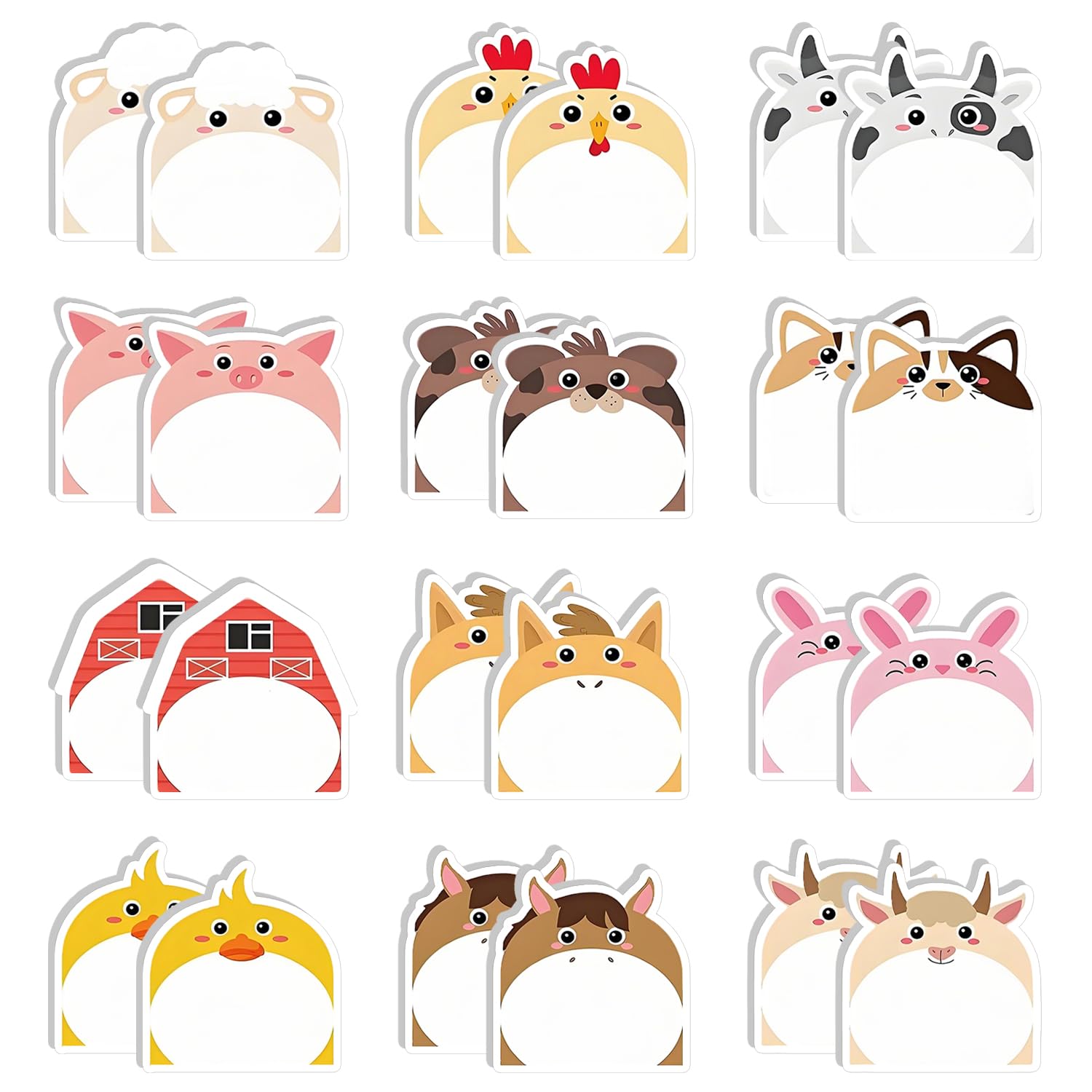 iJiZuo 720 Pcs Cute Sticky Notes Set, Removable Adhesive Memo Pads, 24 Packs Sticky Notes Stationary self-Adhesive Sticky Note Pads,Office, Home & School Use (Farm Animals Pattern)