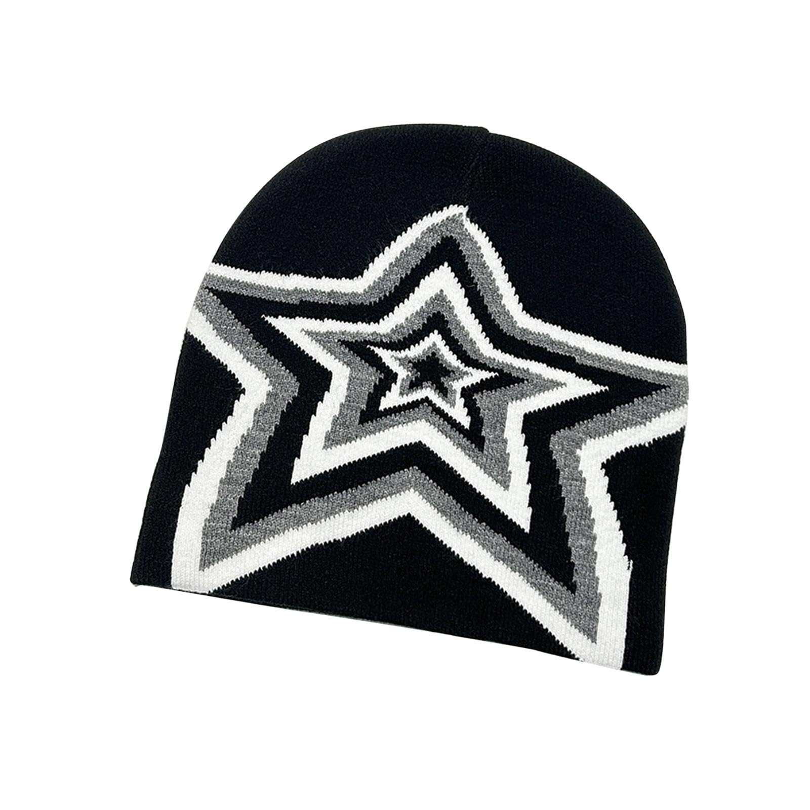 HEAVENGLOW Women Knit Hat with Star Pattern Slouchy Beanie Soft Lightweight Warm Cap Black|1 Knitted Hat|Hats|Clothing, Shoes & Accessories-image-28