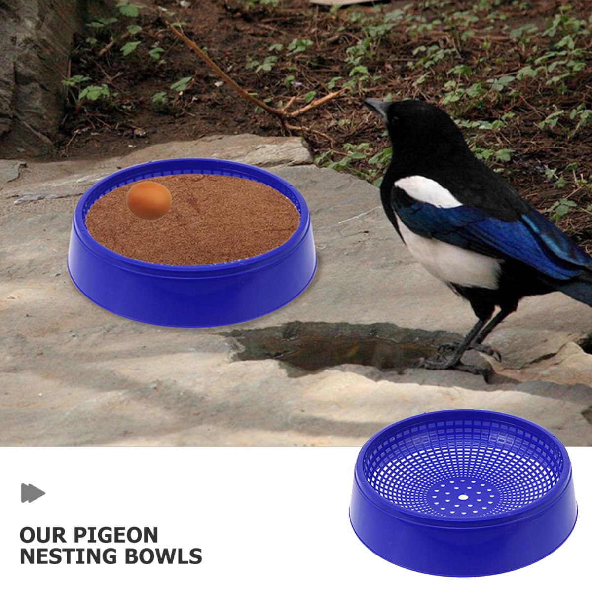 Ciotole per Nidificazione Piccioni Base Antiscivolo Stabile Set 8 in Plastica Blu Accessori per Allevamento Uccelli e Nidi per Gabbia, per Incubazione