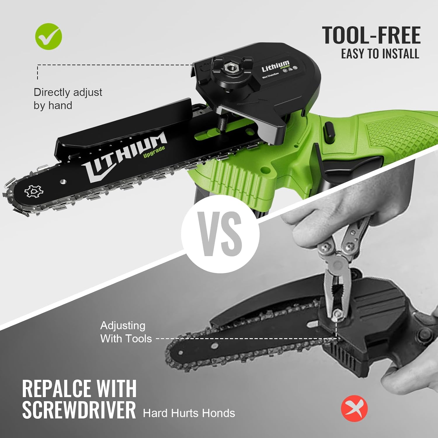 Mini Chainsaw 6 Inch Cordless, 2 Rechargeable Batteries Powered (All 40V Large Capacity) and Charger, 90 Cuts, 3 Chains Electric Chainsaw Handheld for Tree Branches, Wood Cutting, Household Garden