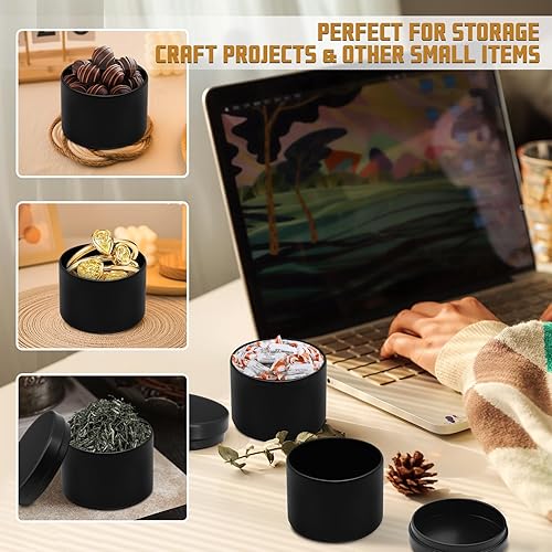 Miniatura 8 de YJHSS Latas para velas de 8 onzas, juego de 24 frascos de vela de color negro mate de alta calidad para hacer velas, lata de vela de 8 onzas con