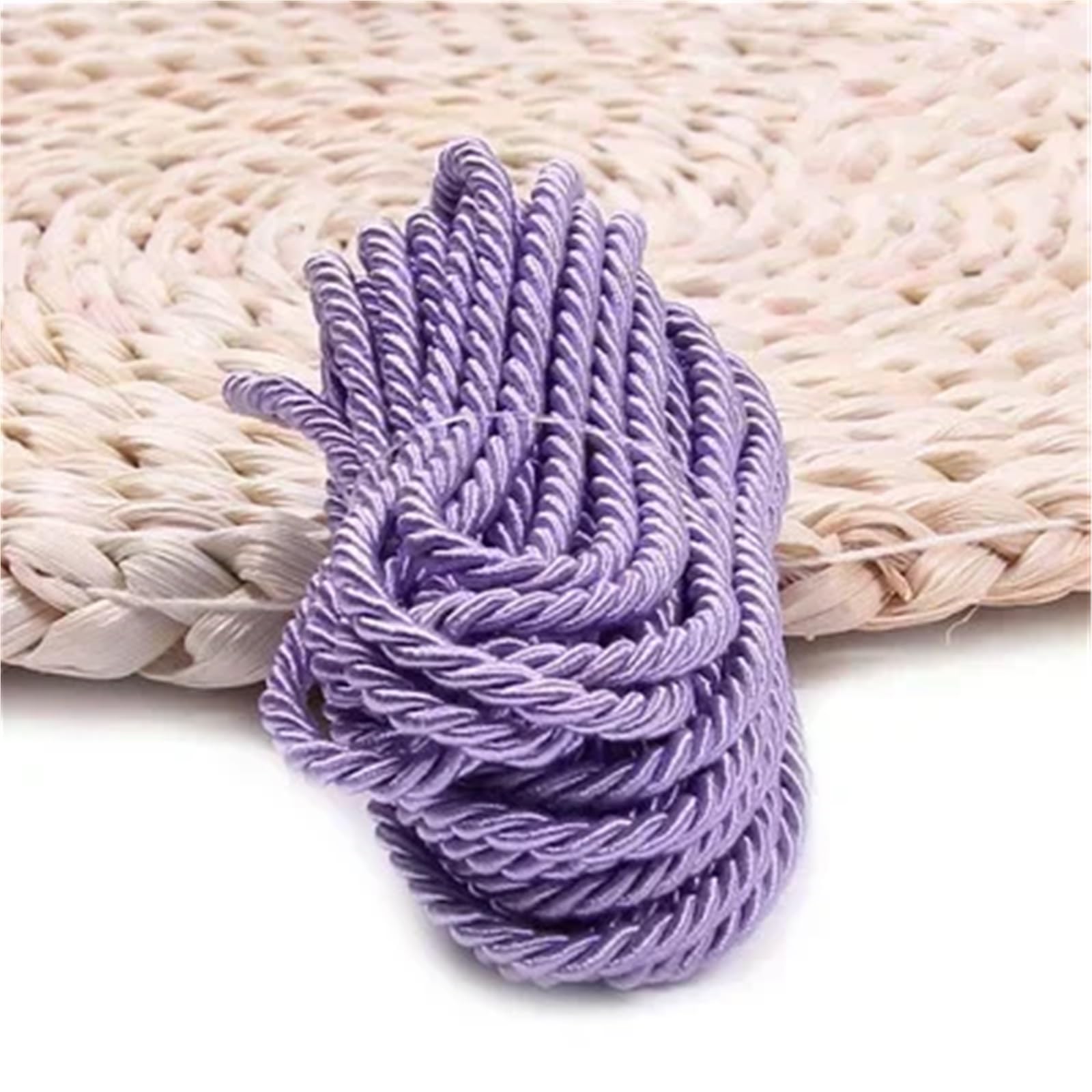 Polyester Rope 2Pcs 3 Shares Twisted Rope Polyester Braided Cords Garment Bag Strap Decor Ropes DIY Home Textile Sewing Accessories(LightPurple)
