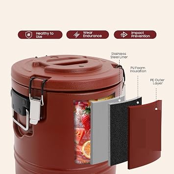 ice Bucket Insulated Soup Container Commercial Food Warmer for Hot/Cold, Portable Insulated Bucket for Parties Camping