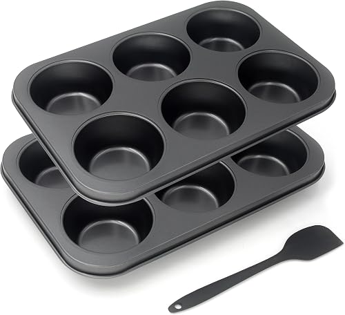Bakexcel Juego de 2 moldes antiadherentes para magdalenas, juego de 2 moldes par