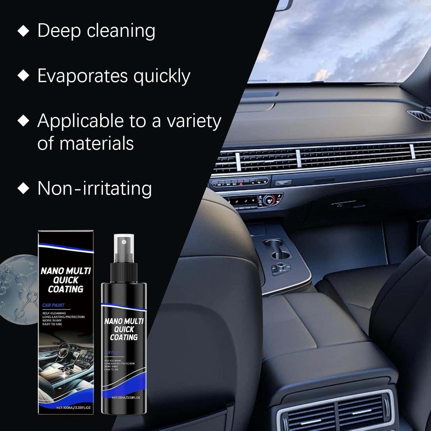Car Interior Cleaner, Easy Application, Fiber-Penetrating, Gentle for Car Interiors(3PCS)