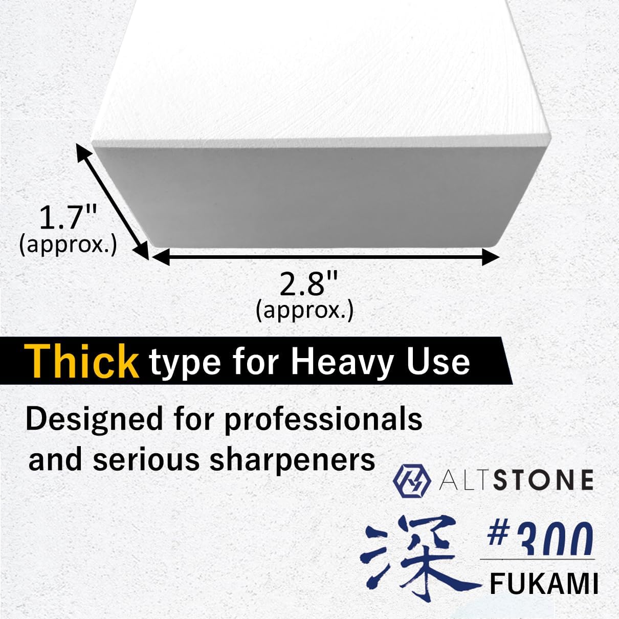 FUKAMI Sharpening Stone Coarse #300 Extra-Thick for Heavy-Duty Use, Whetstone Made in Japan