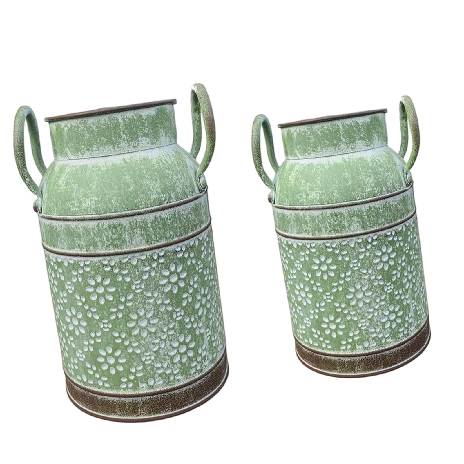 Msioytog Washed Green Siz Metal Kettle Vases Retro Decorative Pitcher Vases Flower Holders For Home Decorations Farmhouse Rustics Flower Vase Rustics Farmhouse For Home Decors