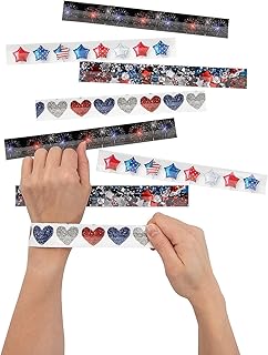 Fun Express Patriotic Photos Slap Bracelets 12 Pieces