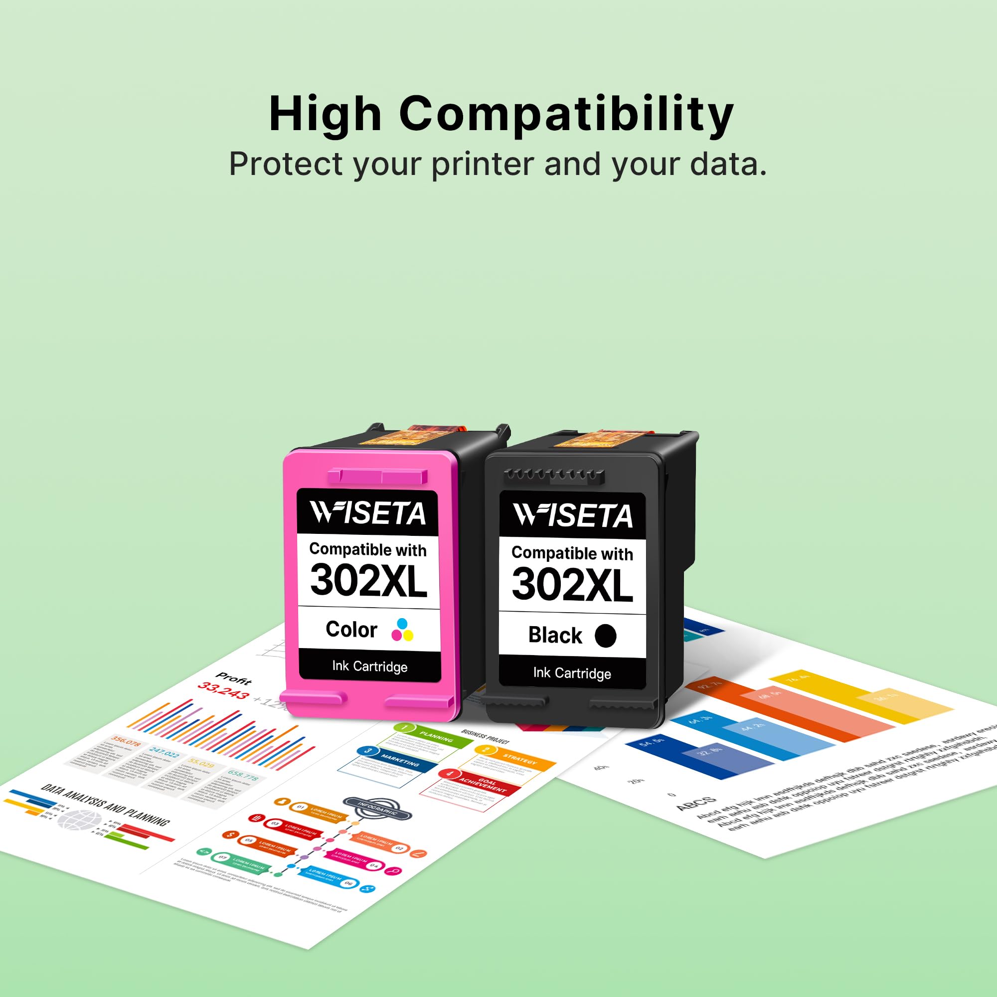 302XL Black and Colour Ink Cartridge 302XL Ink Cartridges Compatible for HP 302 Ink Cartridges Combo Pack for HP Envy 4527 4520 4524 4522 OfficeJet 4658 5230 3831 3835 4650 DeskJet 3630 3634 3632 — view 6