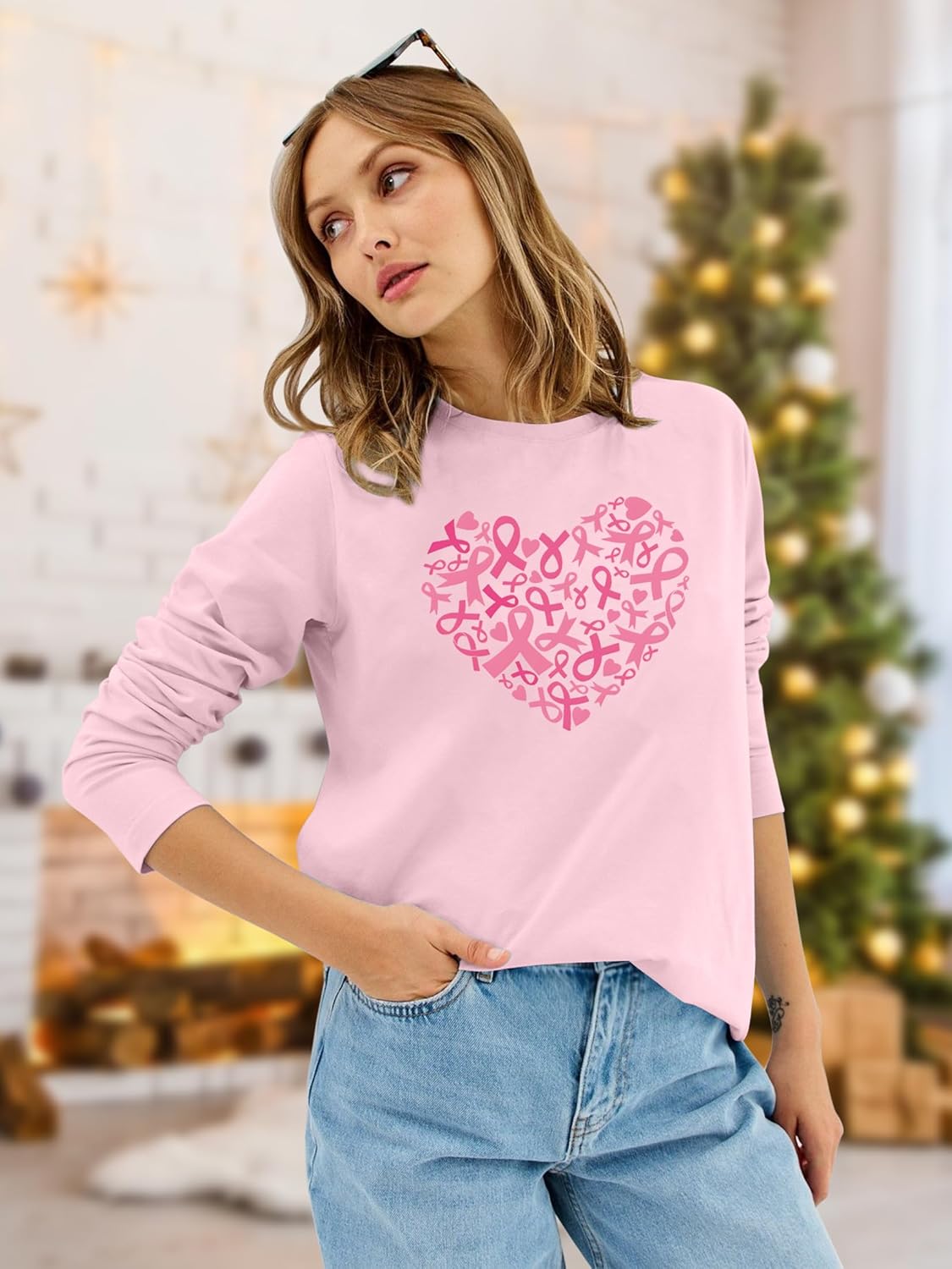 Breast Cancer Shirts for Women: Breast Cancer Awareness Ahirt Pink Ribbon T-Shirt Inspirational Cancer Support Tee Tops - Image 3