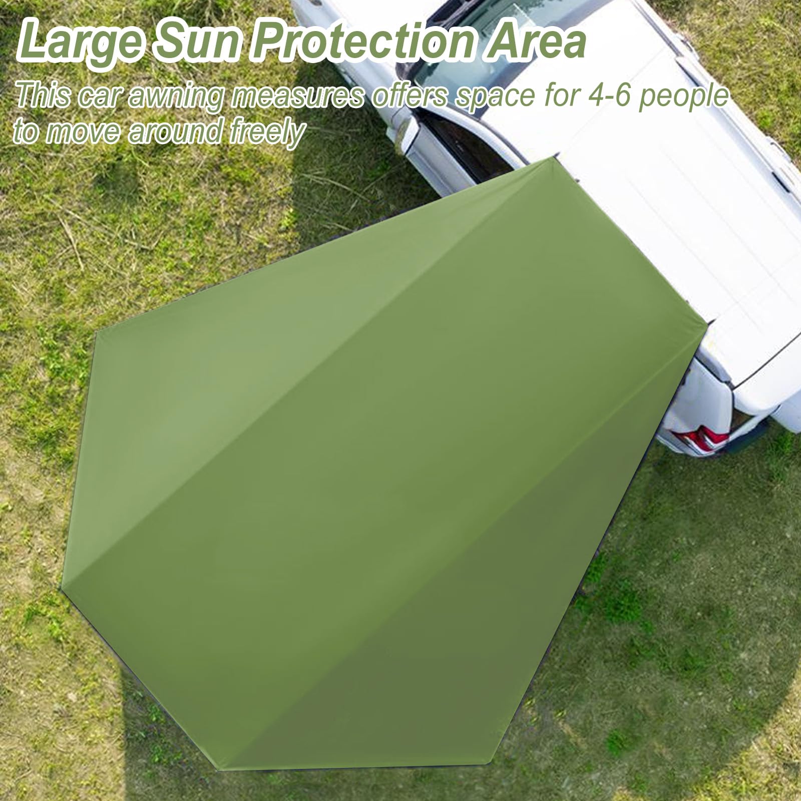 Toldo para Coche, Universal Toldo para Portón Trasero de Coche 380x280cm, Impermeable Toldo Parasol Coche para Auto, SUV, Camping (Verde)
