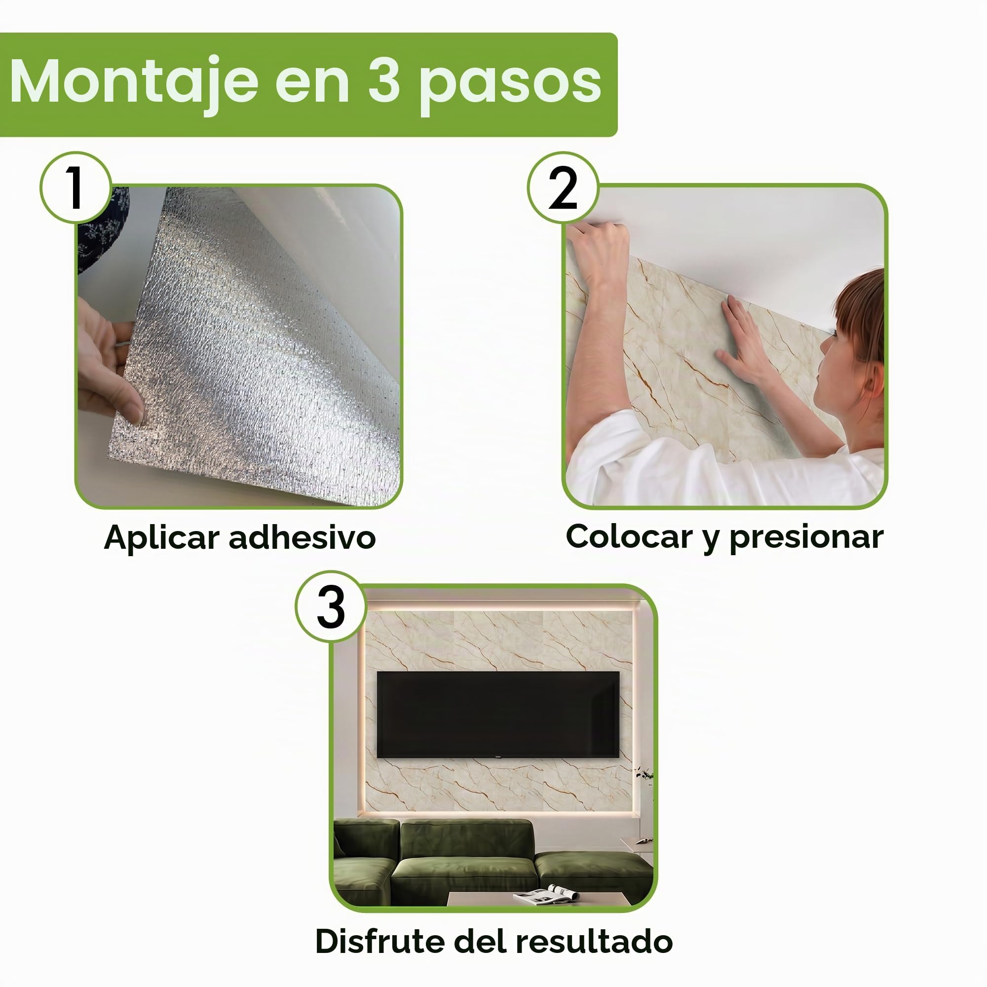 Grace Baltic - Paneles de pared 3D para decoración de pared interior adhesivos, finos y elásticos, de PVC 1,08 m²/6 unidades (Beige Blanco)
