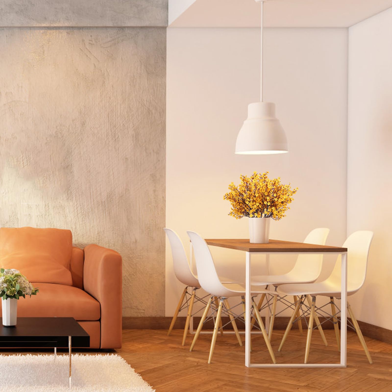 MACTING 12Bundles Baby Breath Artificial Flowers Bulkï¼ŒFake Fall Flowers for DIY Bouquet Table Centerpieces Party Home Thanksgiving Decorationsï¼ˆYellowï¼‰