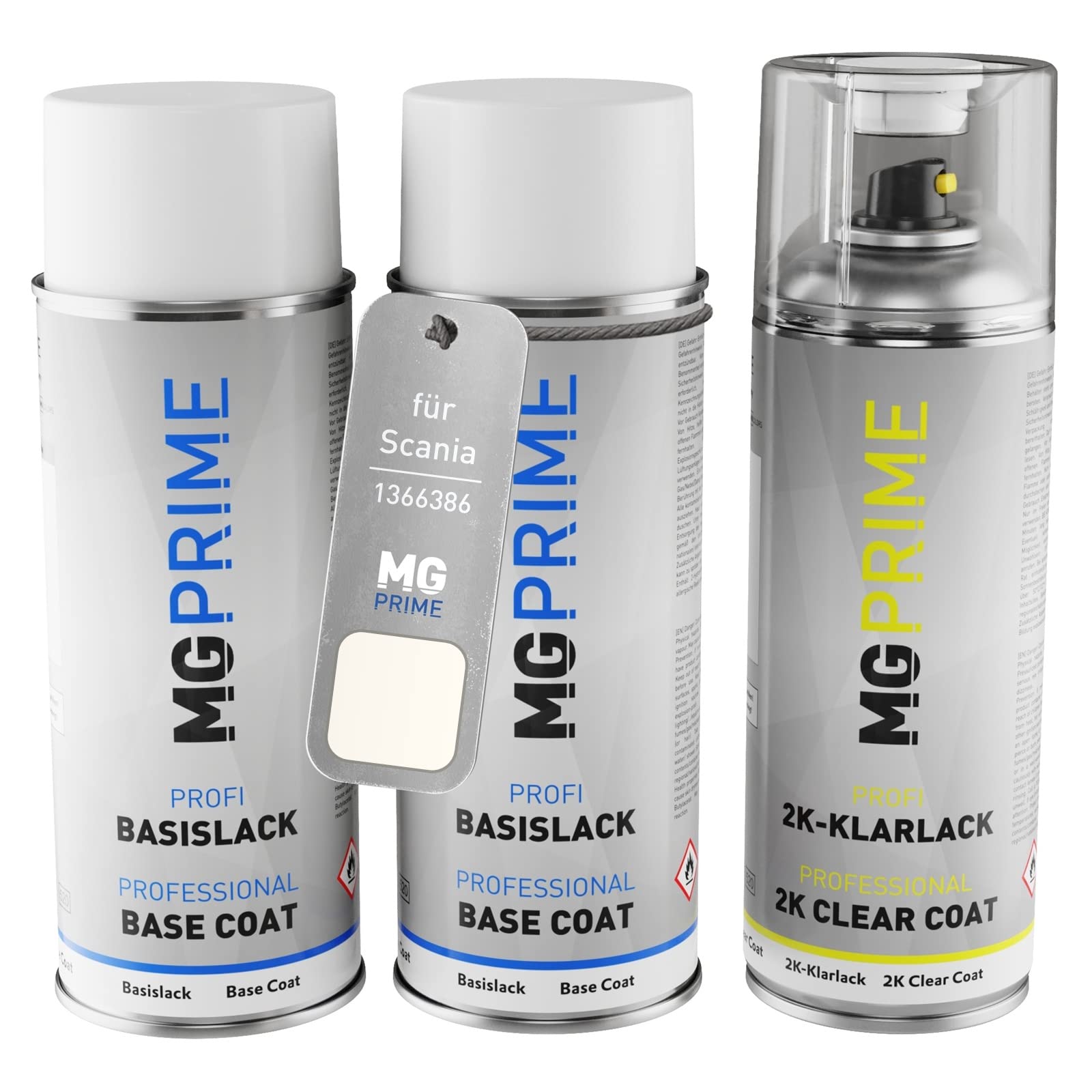 MG PRIME Vernice per auto Kit bombolette spray 2K per Scania 1366386 Ivory White Vernice di fondo vernice di base 2 componenti vernice trasparente bomboletta a spruzzo